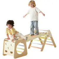 Classic World Houten Klimtoestel, Montessori Driehoek 5-in-1 - Binnenspeelplaats, Klimtoestel voor Kinderen