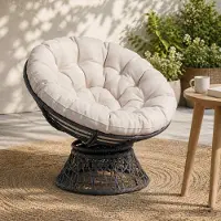vidaXL Papasan Stoel Kussen VIANEN 100% Polyester Wit Ø 120 x 12 cm