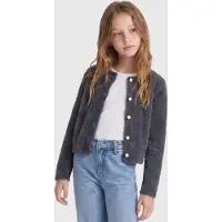 ONLY KIDS GIRL gebreid vest zwart Meisjes Acryl Ronde hals Effen - maat 110/116