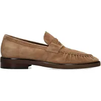 Manfield Taupe suède crinkle loafers | Maat 44