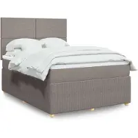 vidaXL Boxspring met matras stof taupe 140x190 cm