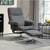 MODFU - Relaxfauteuil Met Hocker - Handmatig Verstelbaar Tot 130° - Donkergrijs