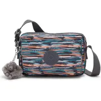 Kipling Schoudertas 'Abanu' azuur / antraciet / koraal / zwart