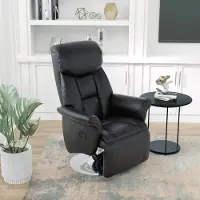MODFU Relaxfauteuil - Handmatig Verstelbaar - 360° Draaibaar - Voetsteun - Kunstleer - Zwart