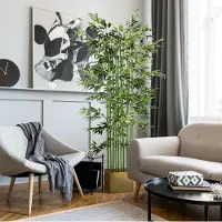 MODFU - Kunstplant - Kunstbamboe - 180 Cm - Voor Binnen & Buiten - Kunststof - Groen