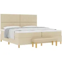 vidaXL Boxspringbed met hoofdeinde, crème kleur, 200 x 200 cm, stof