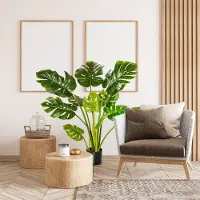 MODFU - Kunstplant - Monstera - 110 Cm - Voor Binnen & Buiten - Kunststof - Groen