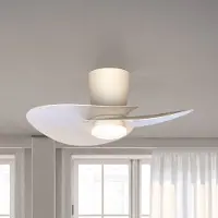 Mantra-Iluminacion LED plafondventilator Nenufar, wit, DC, stil, CCT, 74 cm dimbaar, wit / opaal, Woon-/ Eetkamer, Aluminium, Modern