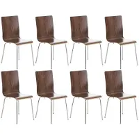 CLP Pepe Set van 8 Wachtkamerstoelen - Houten zitting walnoot