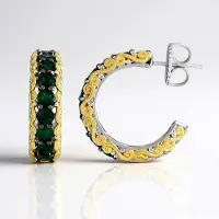 Cavill - Luxe Oorbellen 925 Sterling Zilver - 2,592 ct Zambia Smaragd Rond - Palladium Versterkt - Elegante Feest Sieraden