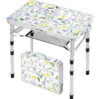 Vali Campingtafel - Inklapbare Tafel met Opbergrek en Haken - Opvouwbare Campingtafel - Wit - 60cm x 40cm x 60cm