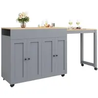 MODFU - Uitschuifbare Bartafel - Met 6 Opbergvakken - MDF - Grijs - 117-180 X 50 X 94,6 Cm