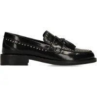 Manfield Zwarte leren loafers met studs | Maat 40