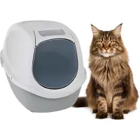 Flamingo , gesloten kattenbak, model Trini, kleur grijs
