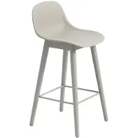 Muuto Fiber barkruk met ruggensteun 65 cm Grey-grijze poten