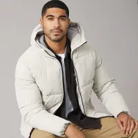 Jack & Jones Heren Capuchon Puffer Jas Moonbeam