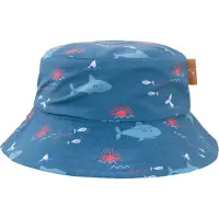 Fresk UV 50+ Bucket hat voor kinderen 86 – Omkeerbare Zonnehoed - Jongens - Blauw - Shark