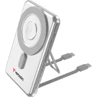 Verbatim Draadloze Externe Batterij met Magnetische Oplading Twee Kabels en Zilveren Steun - Beperkt - 2 jaar fabrieksgarantie - MagSafe