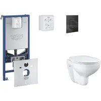 GROHE Rapid SLX - Set voorwandinstallatie, toilet, SoftClose zitting en Even knop, phantom black SANI11BB5101