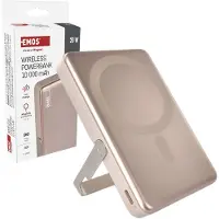 Emos WI 1031 powerbank, 10.000 mAh, 20 W + draadloos, roze-goud, B0552RG