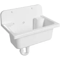 Aqualine Wandgemonteerde uitstortgootsteen 55x37cm, kunststof, wit