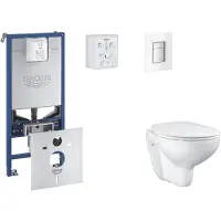 GROHE Rapid SLX - Set voor inbouwinstallatie, toilet, SoftClose zitting en Skate Cosmopolitan knop, Moon White SANI11BB3103