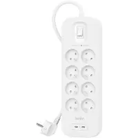 Belkin Surge Protection 8 Outlet 2 Meter Dual Usb C 30W PD Wit