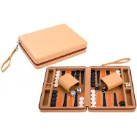 Angel Toys Backgammon 9 inch - Beige kunstleer - Draagriem - 604501