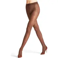 Falke Chevron gedessineerd materiaal halfdoorzichtig 50 DEN panty dames bruin - maat M