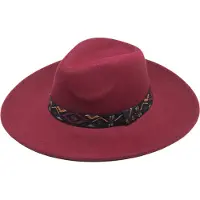 Emilie collection - hoed - rood - fedora - Vilten hoed met brede rand en boho band - bordeauxrood