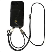 Selencia Sera Telefoonhoes met Koord en Envelop Pashouder voor de Apple iPhone 17e / 16e - Zwart