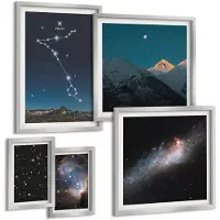 Coloray 5-Delige Schilderij Set - Ruimtelandschappen Met Het Sterrenbeeld Vissen En Sterrenstelsels - 20 x 30 cm - Moderne Wanddecoratie - Woonkamer