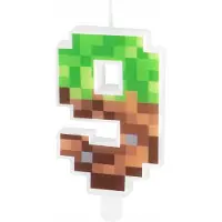 PartyPal Pixel Kaars Cijfer 9 Verjaardag Minecraft Stijl