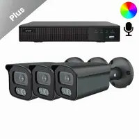 Dutch Security Systems 3x Beveiligingscamera set - Bedraad - Sony Bullet Plus AI-ISP Full Color 2K - Zwart -