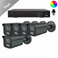 Dutch Security Systems 5x Beveiligingscamera set - Bedraad - Sony Bullet Plus AI-ISP Full Color 2K - Zwart -