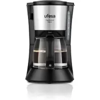 Ufesa CG7115 Capriccio, filterkoffieapparaat, 0,6 liter, geschikt voor gemalen koffie, 680 W, zwart, roestvrij staal
