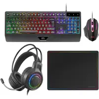 Mars Gaming MCP124PRO, Kabel, USB, Membraan toetsenbord, QWERTY-indeling, RGB LED-verlichting, Zwart