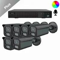 Dutch Security Systems 6x Beveiligingscamera set - Bedraad - Sony Bullet Plus AI-ISP Full Color 2K - Zwart -