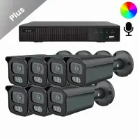Dutch Security Systems 7x Beveiligingscamera set - Bedraad - Sony Bullet Plus AI-ISP Full Color 2K - Zwart -