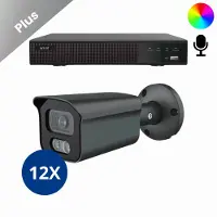 Dutch Security Systems 12x Beveiligingscamera set - Bedraad - Sony Bullet Plus AI-ISP Full Color 2K - Zwart -