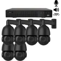 Dutch Security Systems 6x Beveiligingscamera set - Bedraad - Sony PTZ 360 graden 2K - Zwart -