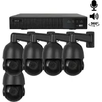 Dutch Security Systems 5x Beveiligingscamera set - Draadloos - Sony PTZ 360 graden 2K - Zwart -