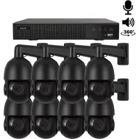 Dutch Security Systems 8x Beveiligingscamera set - Bedraad - Sony PTZ 360 graden 2K - Zwart -