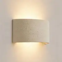 LINDBY Wandlamp Naike, dimbaar, crème / amber, Hal, Gips / Klei, Modern, wandlamp