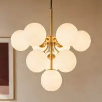 LUCANDE Hanglampe , Peyton, dimbare, Wit, Eetkamer, Glas, Designer
