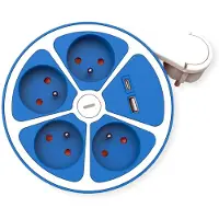 Roline 4-voudige stekkerdoos met schakelaar, rond, UTE-uitvoering, blauw, 3 m