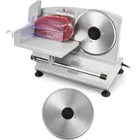 Vevor Universele Vleessnijmachine 150 W 65-90 RPM Snijmachine met 17 cm mes, instelbare dikte 0-15 mm voor bevroren vlees, ham, biefstuk