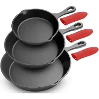 Nutrichef pannen set, 3-delig, 20/25/30 cm – Gietijzeren pannen, geschikt voor inductie, met antiaanbaklaag