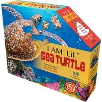 Madd Capp Puzzles I AM Lil' Puzzle Jr.: SEA TURTLE 83.82x60.96cm, 100pcs, in doos 25.40x30.48x7.62cm, Puzzle, 5+
