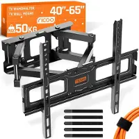 RICOO TV beugel Kantelbaar en Draaibaar - Muur Beugel - 32 t/m 65 inch - Zwart
